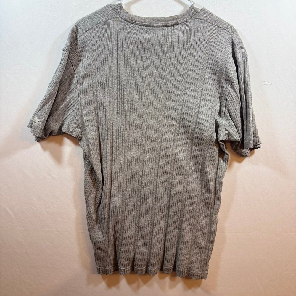 DKNY Jeans Mens Grey Ribbed Short Sleeve Crew Neck T-Shirt Size XL - Picture 4 of 6